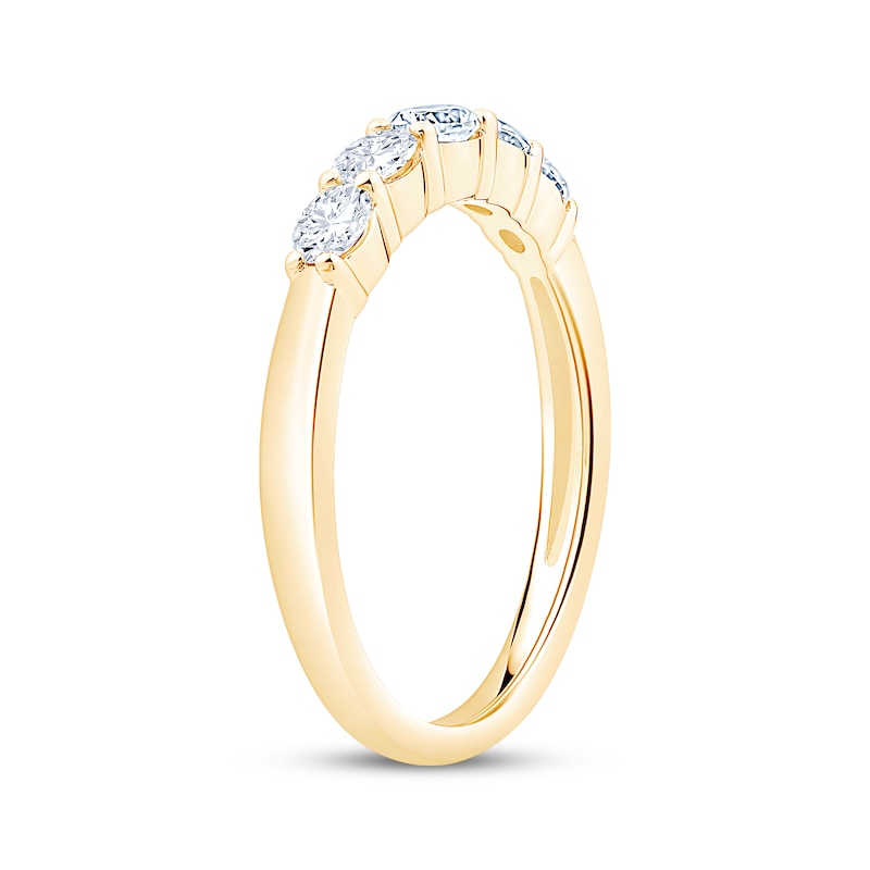 Main Image 2 of Now + Forever Lab-Grown Diamonds Oval-Cut Five-Stone Anniversary Ring 1/2 ct tw 14K Yellow Gold