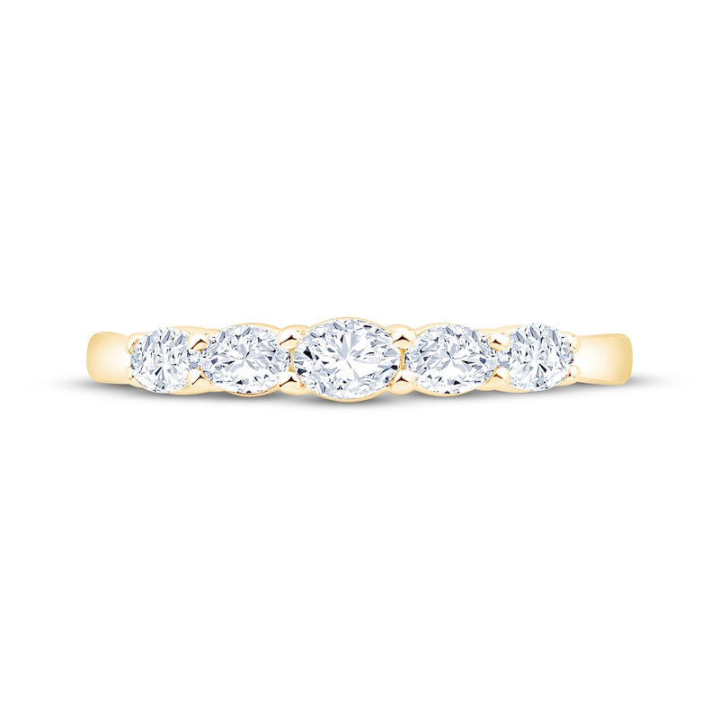Main Image 3 of Now + Forever Lab-Grown Diamonds Oval-Cut Five-Stone Anniversary Ring 1/2 ct tw 14K Yellow Gold