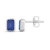 Thumbnail Image 3 of STUDIO BY KAY Emerald-Cut Blue Lab-Created Sapphire Bezel-Set Solitaire Stud Earrings Sterling Silver