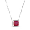 Thumbnail Image 2 of STUDIO BY KAY Emerald-Cut Lab-Created Ruby Bezel-Set Solitaire Necklace Sterling Silver 18"