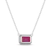Thumbnail Image 3 of STUDIO BY KAY Emerald-Cut Lab-Created Ruby Bezel-Set Solitaire Necklace Sterling Silver 18"