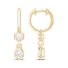Thumbnail Image 1 of KAY Lab-Grown Diamonds Emerald-Cut & Pear-Shaped Dangle Huggie Hoop Earrings 1 ct tw 10K Yellow Gold