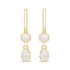 Thumbnail Image 2 of KAY Lab-Grown Diamonds Emerald-Cut & Pear-Shaped Dangle Huggie Hoop Earrings 1 ct tw 10K Yellow Gold
