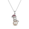 Thumbnail Image 3 of Cultured Pearl, Lab-Created Ruby & White Lab-Created Sapphire Snowman Necklace Sterling Silver 18"