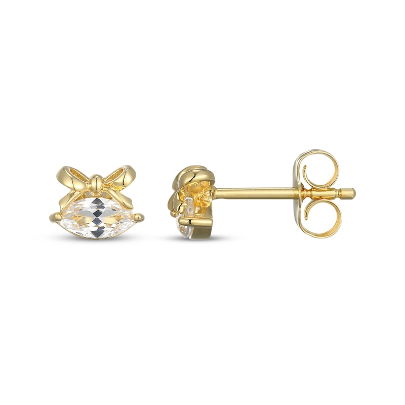 Main Image 2 of STUDIO BY KAY Marquise-Cut White Lab-Created Sapphire Bow Stud Earrings 24K Yellow Gold Vermeil Sterling Silver