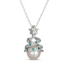 Thumbnail Image 2 of Cultured Pearl, Lab-Created Emerald & White Lab-Created Sapphire Christmas Tree Necklace Sterling Silver 18"