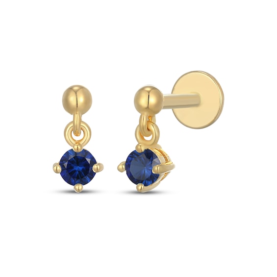 STUDIO BY KAY Blue Lab-Created Sapphire Solitaire Dangle Earrings 24K Yellow Gold Vermeil Sterling Silver