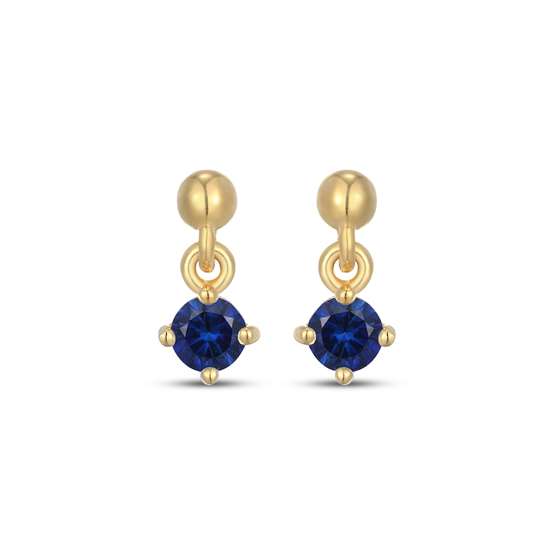 Main Image 2 of STUDIO BY KAY Blue Lab-Created Sapphire Solitaire Dangle Earrings 24K Yellow Gold Vermeil Sterling Silver