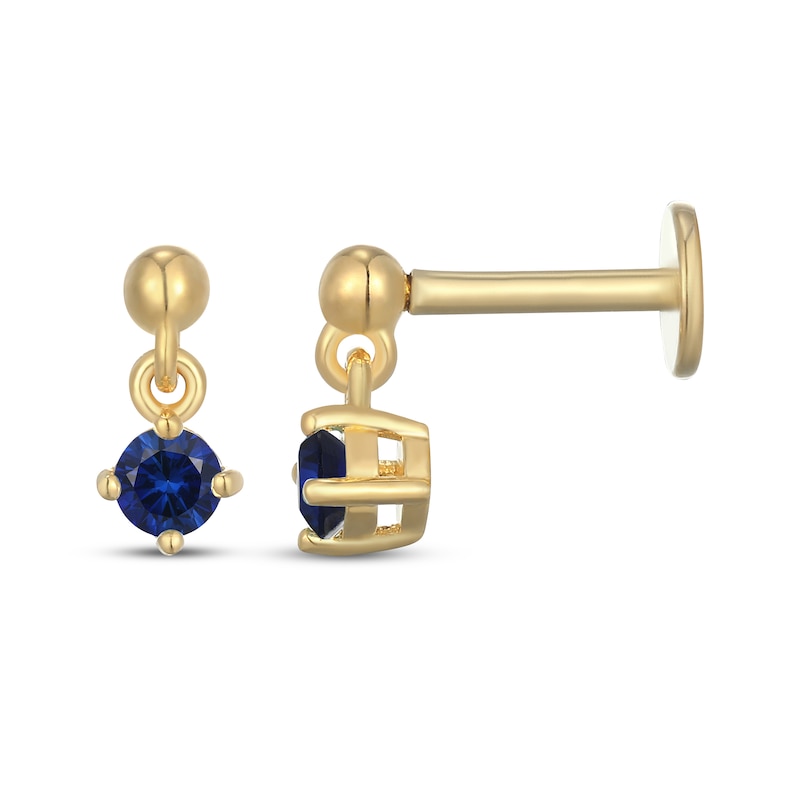 Main Image 3 of STUDIO BY KAY Blue Lab-Created Sapphire Solitaire Dangle Earrings 24K Yellow Gold Vermeil Sterling Silver