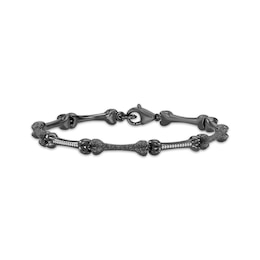 Disney Treasures The Nightmare Before Christmas Diamond Bone Link Bracelet 1/8 ct tw Black Rhodium-Plated Sterling Silver 7.5"