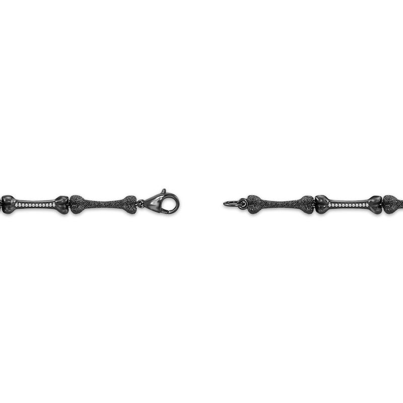 Main Image 3 of Disney Treasures The Nightmare Before Christmas Diamond Bone Link Bracelet 1/8 ct tw Black Rhodium-Plated Sterling Silver 7.5"