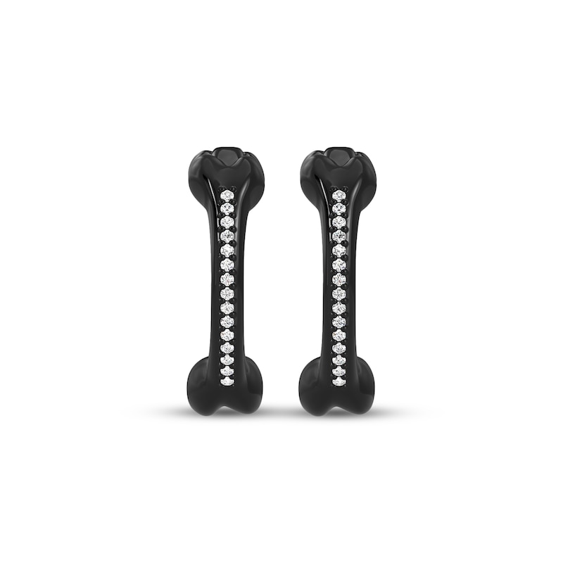 Main Image 2 of Disney Treasures The Nightmare Before Christmas Diamond Bone Earrings 1/15 ct tw Black Rhodium-Plated Sterling Silver