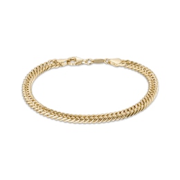1.4mm Double Curb Chain Bracelet 24K Yellow Gold Vermeil Hollow Sterling Silver 7.5"