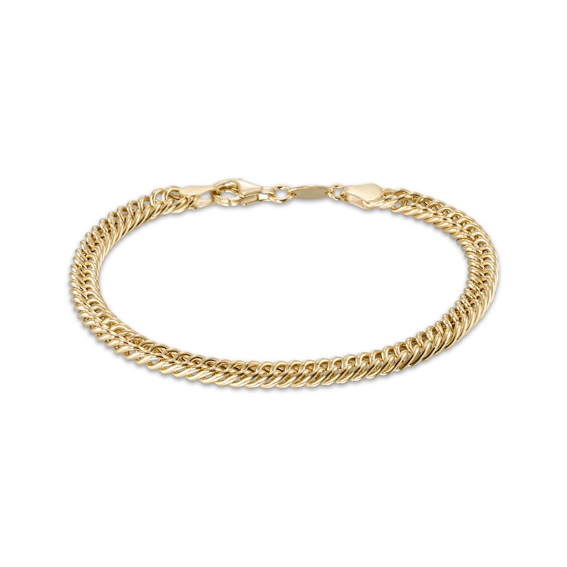 Main Image 1 of 1.4mm Double Curb Chain Bracelet 24K Yellow Gold Vermeil Hollow Sterling Silver 7.5"