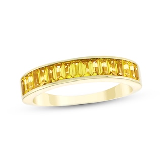 STUDIO BY KAY Baguette-Cut Yellow Lab-Created Sapphire Ring 24K Yellow Gold Vermeil Sterling Silver