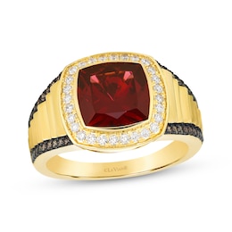 Le Vian Men's Cushion-Cut Garnet Ring 1/2 ct tw Diamonds 14K Honey Gold