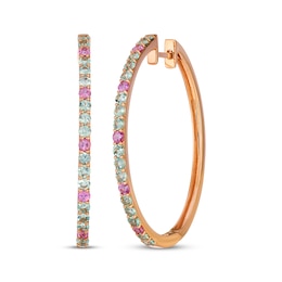 Le Vian Pink Sapphire & Green Beryl Earrings 14K Strawberry Gold