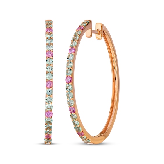Le Vian Pink Sapphire & Green Beryl Earrings 14K Strawberry Gold