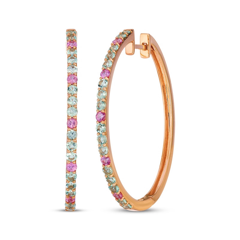 Main Image 1 of Le Vian Pink Sapphire & Green Beryl Earrings 14K Strawberry Gold