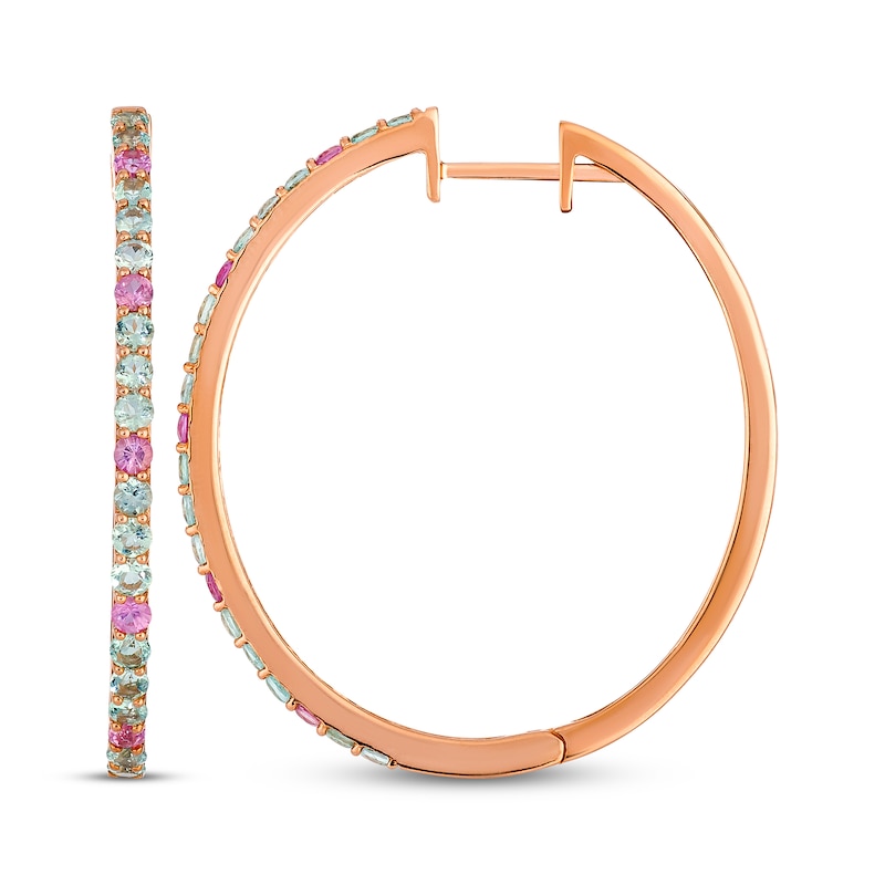 Main Image 3 of Le Vian Pink Sapphire & Green Beryl Earrings 14K Strawberry Gold