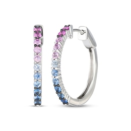 Le Vian Strawberry Ombré & Denim Ombré Sapphire Hoop Earrings 14K Vanilla Gold