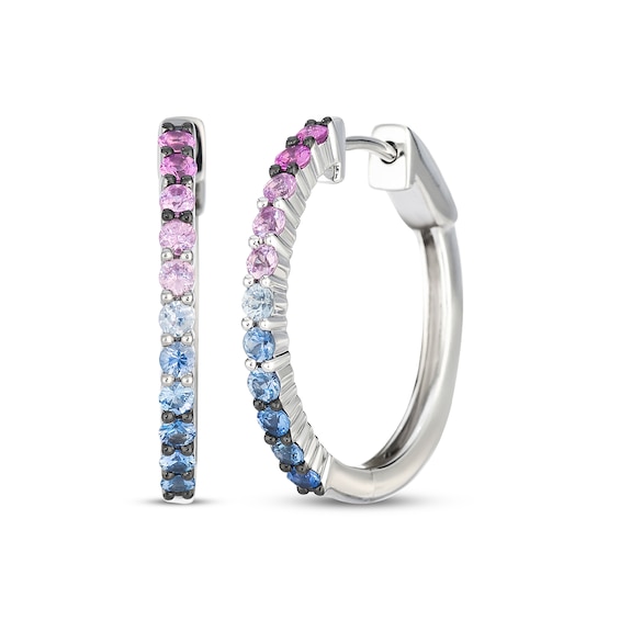 Le Vian Strawberry Ombré & Denim Ombré Sapphire Hoop Earrings 14K Vanilla Gold