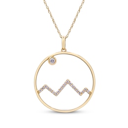 Diamond Mountain Range Circle Necklace 1/10 ct tw 10K Yellow Gold 18"