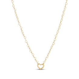 Heart Chain Necklace 18K Yellow Gold-Plated Solid Sterling Silver 18"