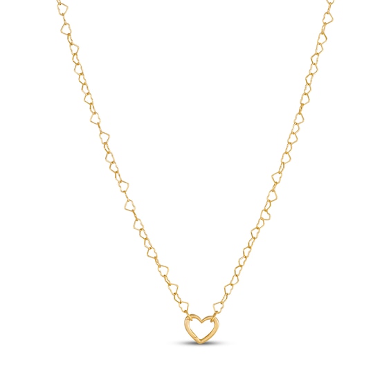 Heart Chain Necklace 18K Yellow Gold-Plated Solid Sterling Silver 18"