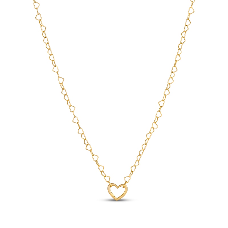 Main Image 1 of Heart Chain Necklace 18K Yellow Gold-Plated Solid Sterling Silver 18"