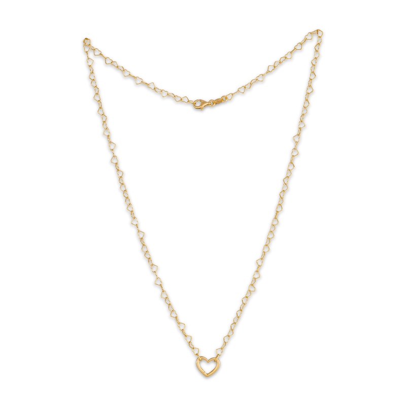 Main Image 2 of Heart Chain Necklace 18K Yellow Gold-Plated Solid Sterling Silver 18"