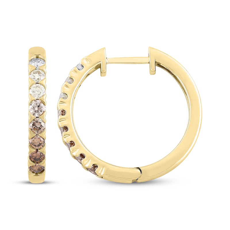 Main Image 3 of Desert Diamonds Ombré Hoop Earrings 3/4 ct tw 10K Yellow Gold