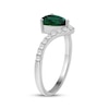 Thumbnail Image 2 of Pear-Shaped Lab-Created Emerald & White Lab-Created Sapphire Ring Sterling Silver