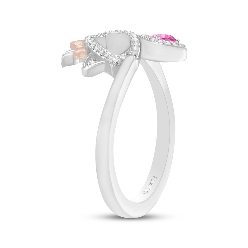 Main Image 2 of Disney Treasures The Aristocats Pear-Shaped Pink Sapphire & Diamond Ring 1/10 ct tw Sterling Silver & 10K Rose Gold