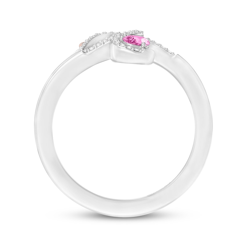 Main Image 3 of Disney Treasures The Aristocats Pear-Shaped Pink Sapphire & Diamond Ring 1/10 ct tw Sterling Silver & 10K Rose Gold