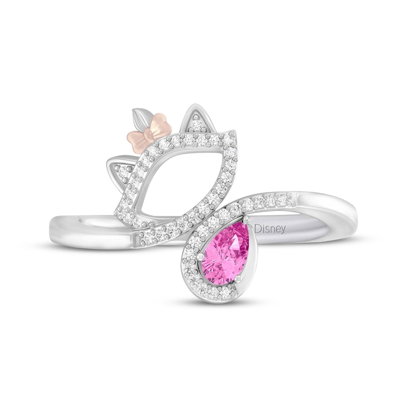 Main Image 4 of Disney Treasures The Aristocats Pear-Shaped Pink Sapphire & Diamond Ring 1/10 ct tw Sterling Silver & 10K Rose Gold