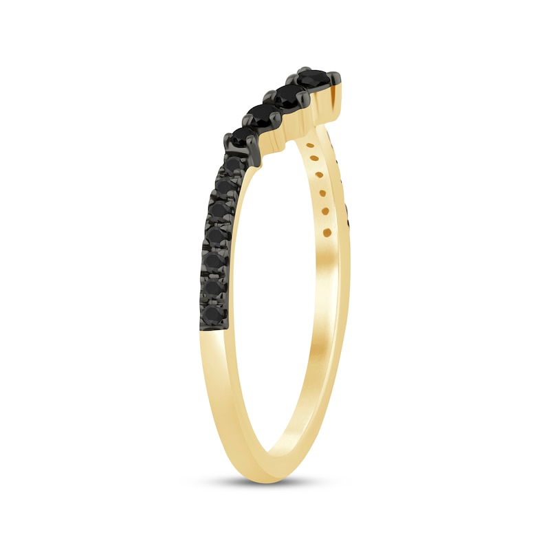 Main Image 2 of Now + Forever Black Diamond Contour Wedding Band 1/4 ct tw 10K Yellow Gold