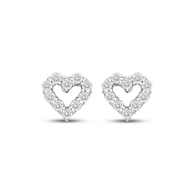 Main Image 2 of KAY Lab-Grown Diamonds Heart-Shaped Stud Earrings 1/8 ct tw 10K White Gold