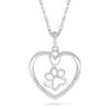 Thumbnail Image 1 of Diamond Accent Open Heart Paw Print Necklace Sterling Silver