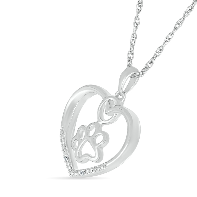 Main Image 2 of Diamond Accent Open Heart Paw Print Necklace Sterling Silver