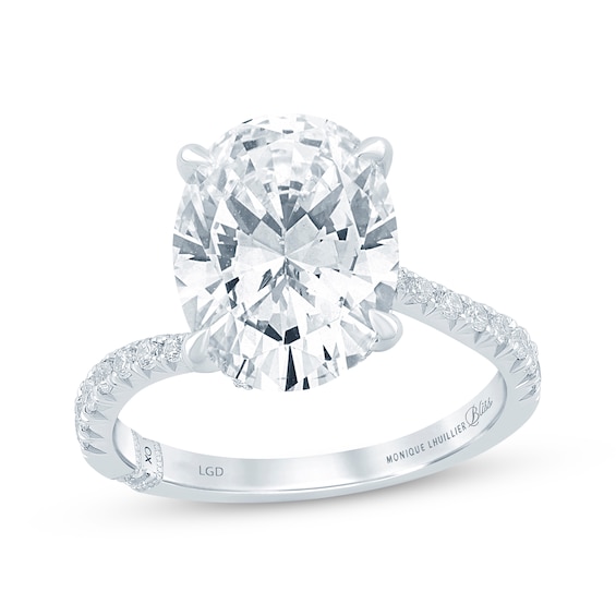 Monique Lhuillier Bliss Oval-Cut Lab-Grown Diamond Engagement Ring 4-1/3 ct tw 18K White Gold