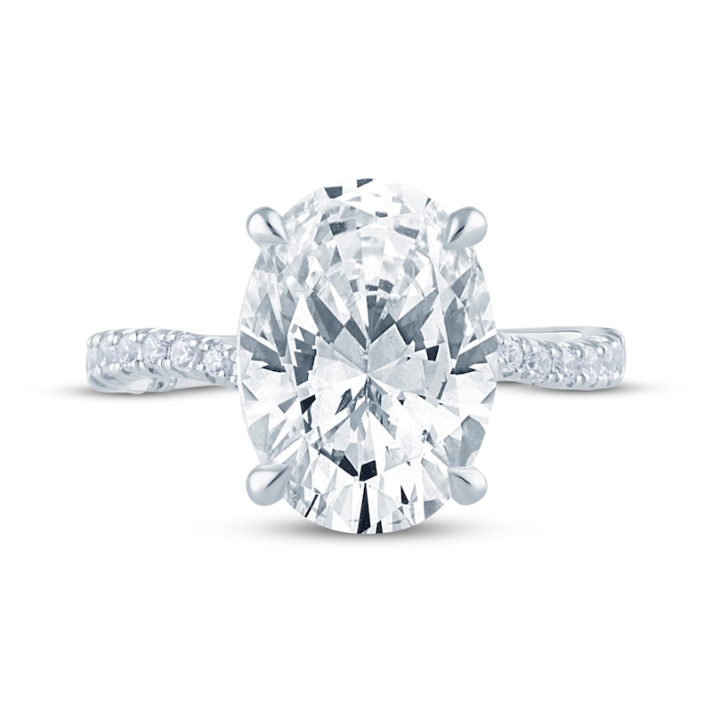Main Image 4 of Monique Lhuillier Bliss Oval-Cut Lab-Grown Diamond Engagement Ring 4-1/3 ct tw 18K White Gold