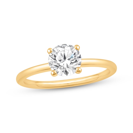 Now + Forever Lab-Grown Diamonds Round-Cut Solitaire Engagement Ring 1 ct tw 14K Yellow Gold (F/SI2