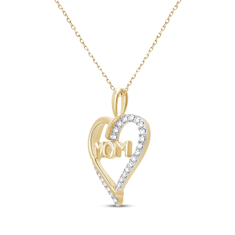 Main Image 2 of Diamond Heart Mom Necklace 1/5 ct tw 14K Yellow Gold-Plated Sterling Silver 18"