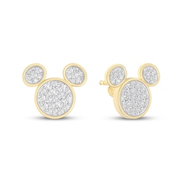 Disney Treasures Mickey Mouse Lab-Grown Diamond Stud Earrings 5/8 ct tw 24K Yellow Gold Vermeil Sterling Silver