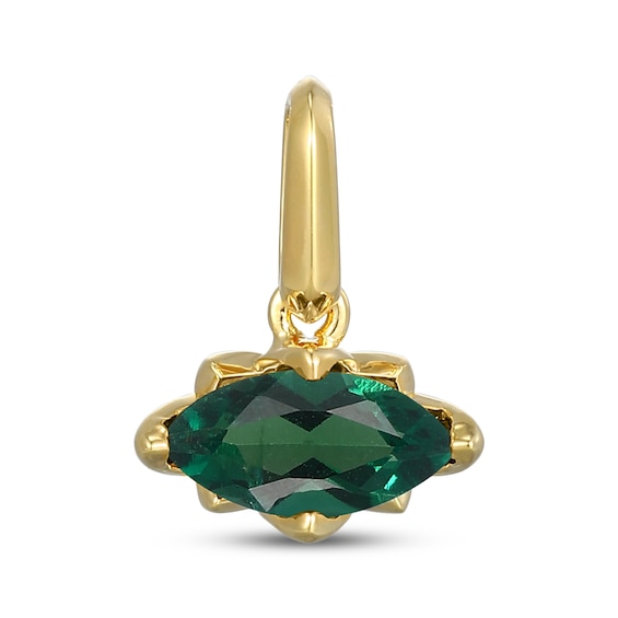 STUDIO BY KAY Marquise-Cut Lab-Created Emerald East-West Charm 24K Yellow Gold Vermeil Sterling Silver