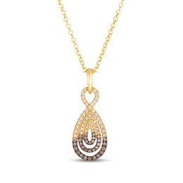 Le Vian Desert Diamonds Chocolate Ombré Teardrop Necklace 3/8 ct tw 14K Honey Gold 19"