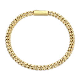 JAXXON Men's Collection 4mm Cuban Curb Chain Bracelet Yellow Ion-Plated Solid Stainless Steel 8"