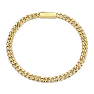 JAXXON Men's Collection 4mm Cuban Curb Chain Bracelet Yellow Ion-Plated Solid Stainless Steel 8"