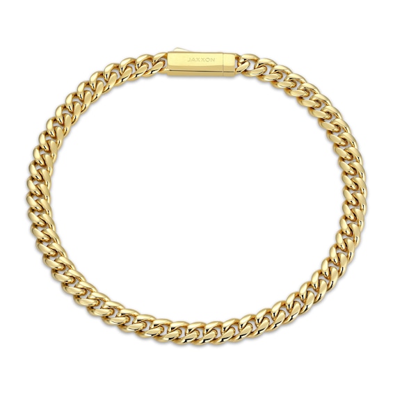 JAXXON Men's Collection 4mm Cuban Curb Chain Bracelet Yellow Ion-Plated Solid Stainless Steel 8"
